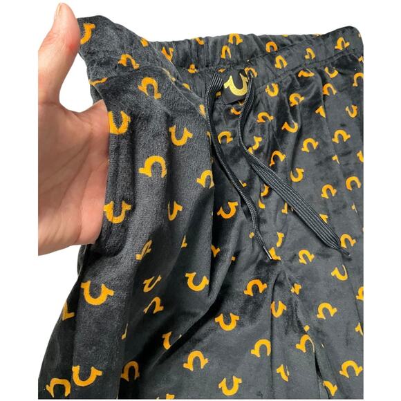 True Religion Men’s Large Lounge Pants Black Logo Print Drawstring Sleep Pants - Picture 4 of 9